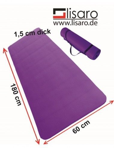 LISARO Gymnastikmatte Sportmatte 180 x 60 x 1,5 cm blau aus NBR , Ideal geeignet für Yoga, Pilates, Yoga, Gymnastik - 2