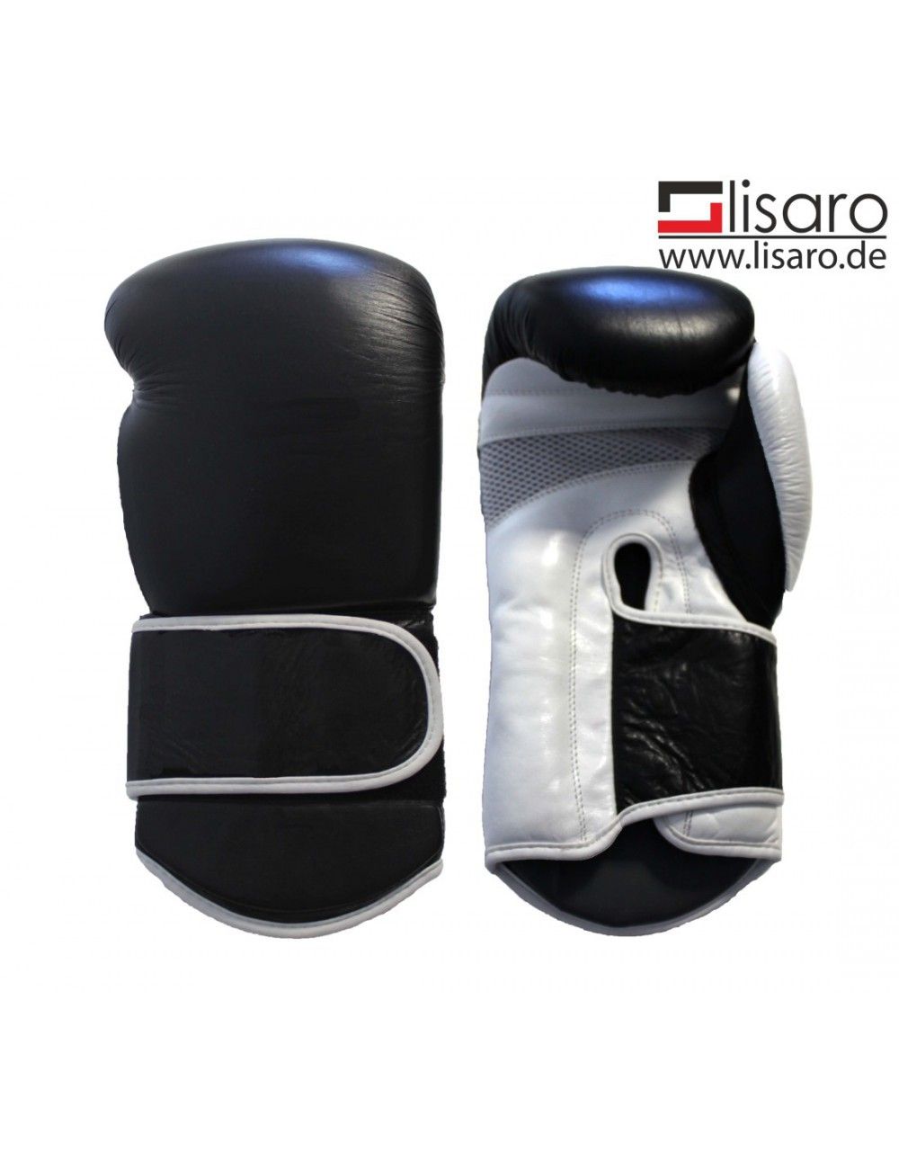 Performance Boxhandschuhe aus echtem Leder  Farbe schwarz-weiß - 1
