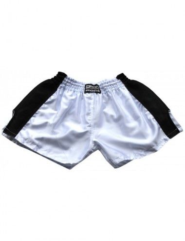 Thaiboxing Short, K-1 Shorts, Kickboxhose mit Satin Mesh in schwarz/weiß - 1