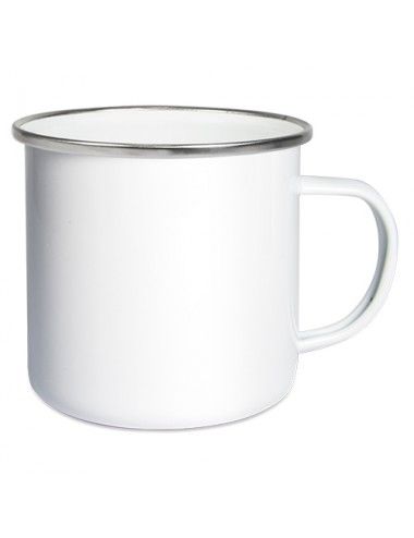 Emailletasse weiß 18oz, mit farbigem Tassenrand - 6