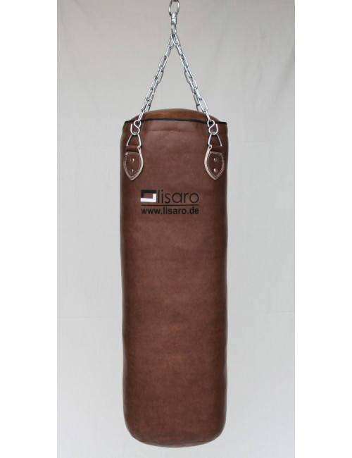 Lisaro Profi Boxsack/Sandsack 100cm braun, Ca. 30-31 kg, gefüllt, inkl.  Vierpunkt - Stahlkette