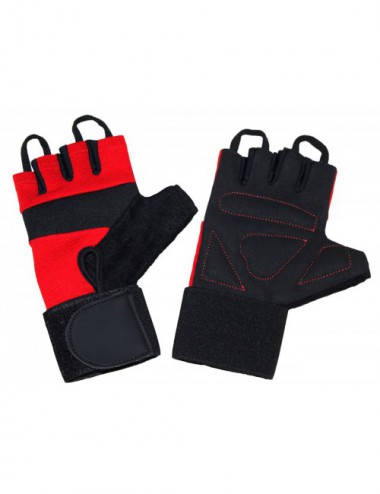 Lady Fitness-Handschuhe mit Gelenkschutz rot/schwarz - 1