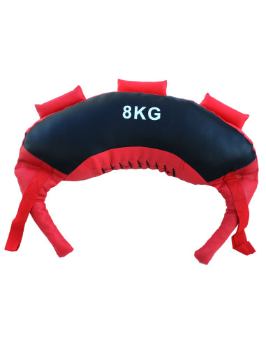 Power Bag | Sandbag – 8kg – 5 Griffe, aus Kunstleder, Sandsack für Krafttraining, Fitness und Functional Bag