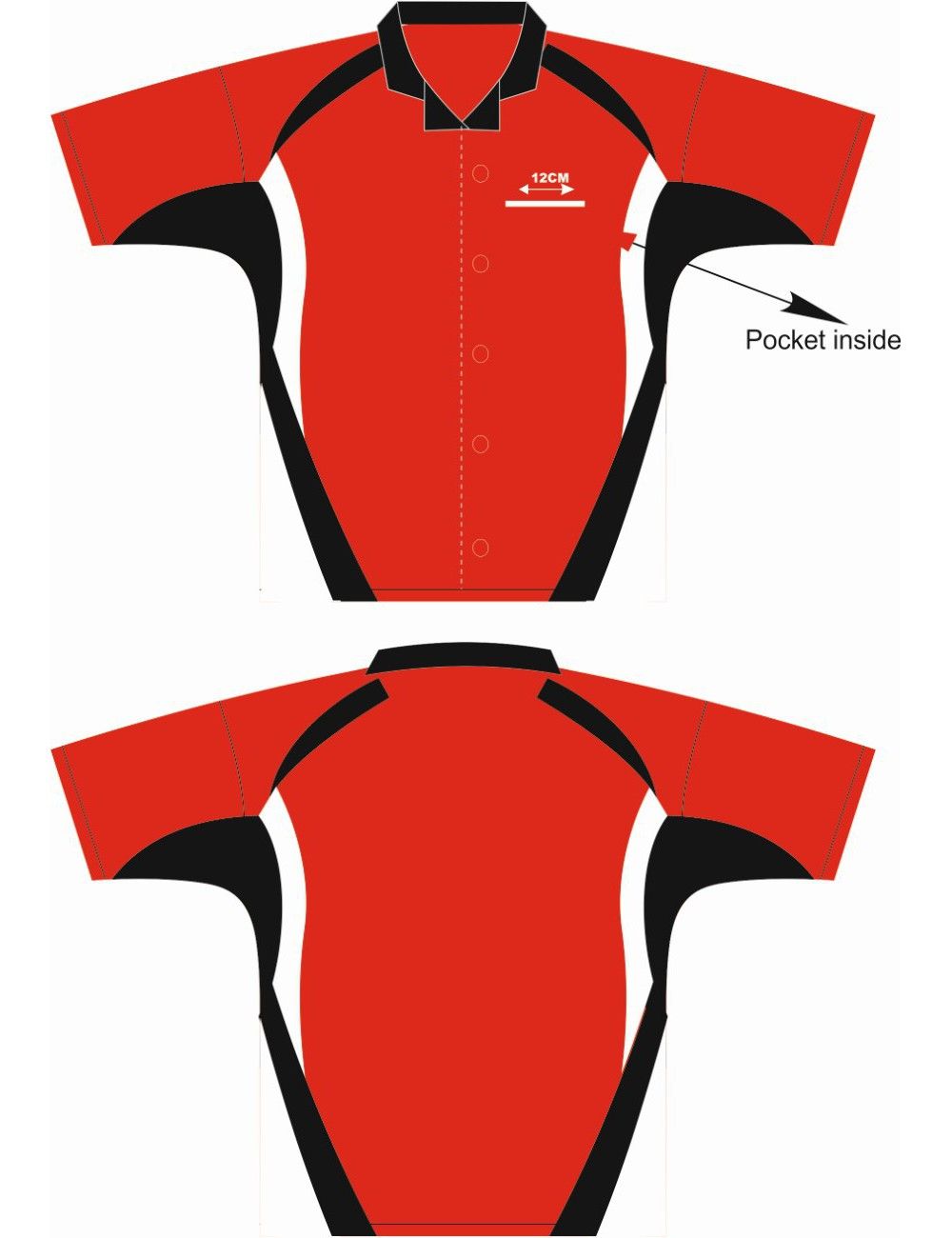 Lisaro Cooldry Dart-Hemd schwarz/rot/weiß - 1
